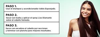 GARNIER, GARNIER FRUCTIS, GARNIER ADIÓS ESPONADO, ADIÓS ESPONJADO, GARNIER FRUCTIS LISO DIAMANTE, LISO DIAMANTE, CABELLO CON FRIZZ, CABELLO ESPONJADO, TRATAMIENTO, FRIZZ, CABELLO SUAVE, CABELLO MANEJABLE, TRATAMIENTO, MODO DE USO LISO DIAMANTE