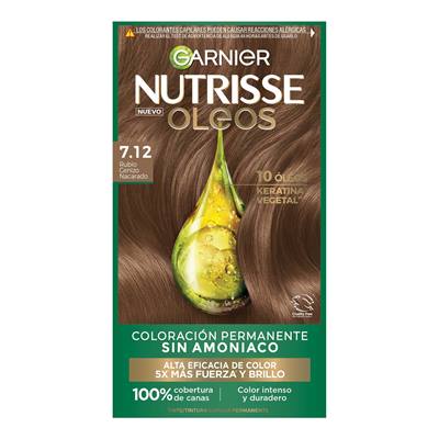 COLORACIÓN SIN AMONIACO NUTRISSE OLEOS TONO 7.12 RUBIO CENIZO NACARADO