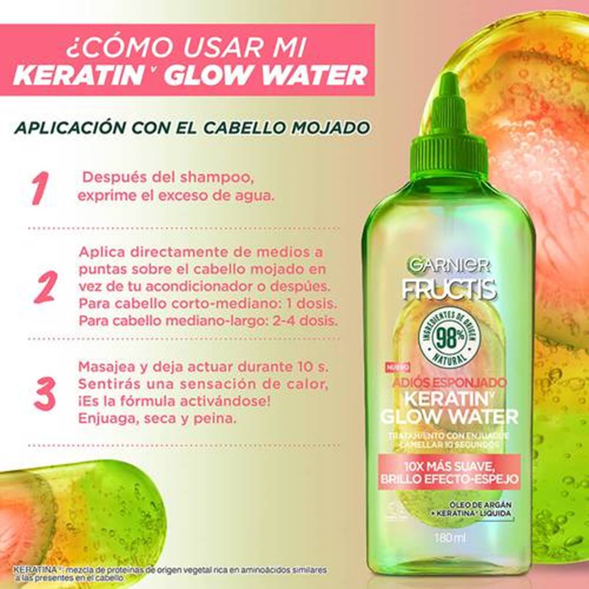 Tratamiento Y Enjuague Keratin Glow Water Fructis Garnier