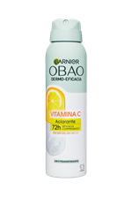 Garnier Obao Dermoeficacia Aerosol Vitamina C Aclarante Antitranspirante Eficacia Vegano Cruelty free Sin Alcohol No irrita la piel Front Shot