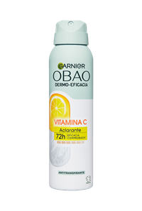 Garnier Obao Dermoeficacia Aerosol Vitamina C Aclarante Antitranspirante Eficacia Vegano Cruelty free Sin Alcohol No irrita la piel Front Shot