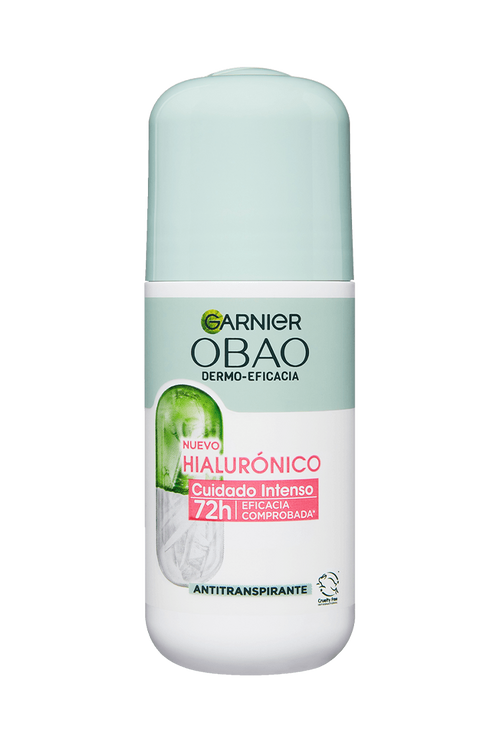 Garnier Obao Dermoeficacia Roll On Hialurónico Cuidado Intenso Antitranspirante Eficacia Vegano Crueltyfree Sin Alcohol No irrita la piel Front Shot