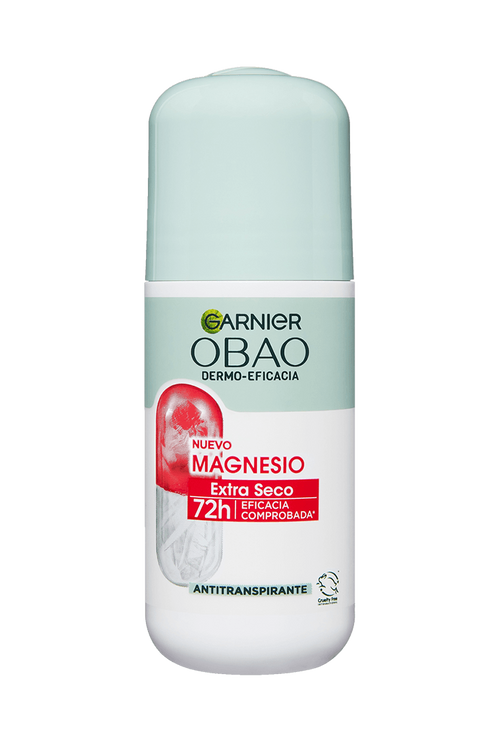 Garnier Obao Dermoeficacia Roll On Magnesio Extra seco Antitranspirante Eficacia Vegano Cruelty free Sin Alcohol No irrita la piel Front Shot