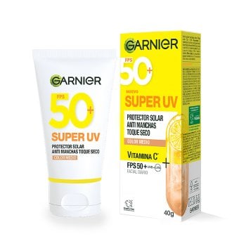 GARNIER SUPER UV PROTECTOR SOLAR FACIAL ANTI MANCHAS TOQUE SECO – TONO MEDIO